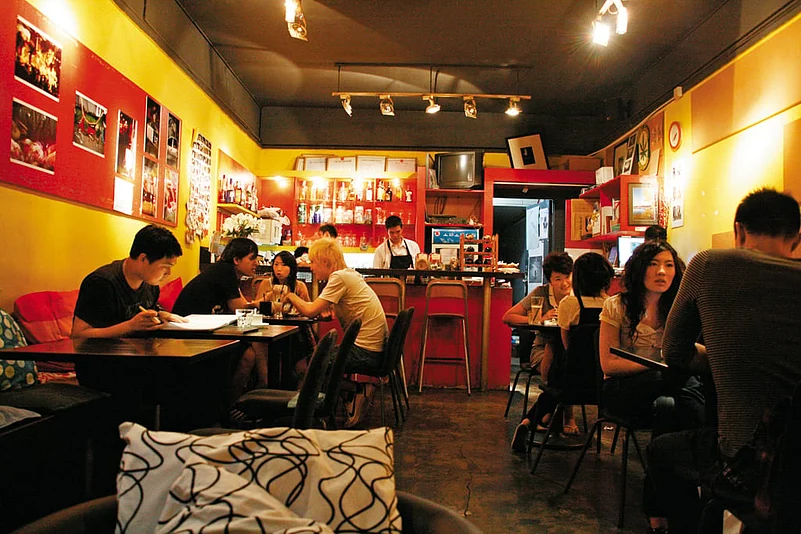 At a cafe in Shanghai